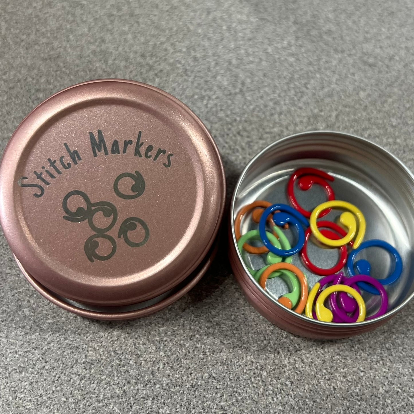 Crochet Stitch Markers in Tin