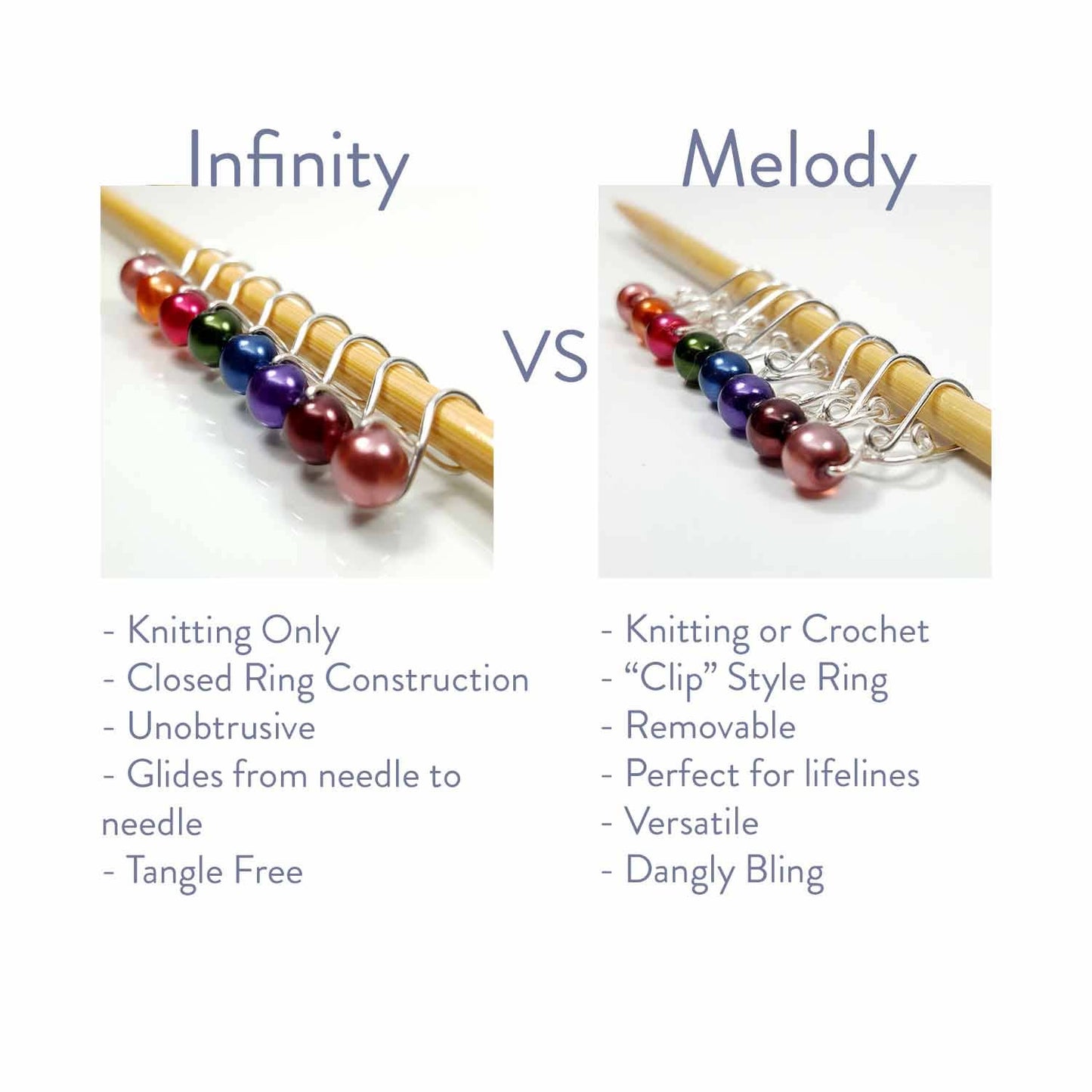 Amethyst Knitting or Crochet Stitch Markers