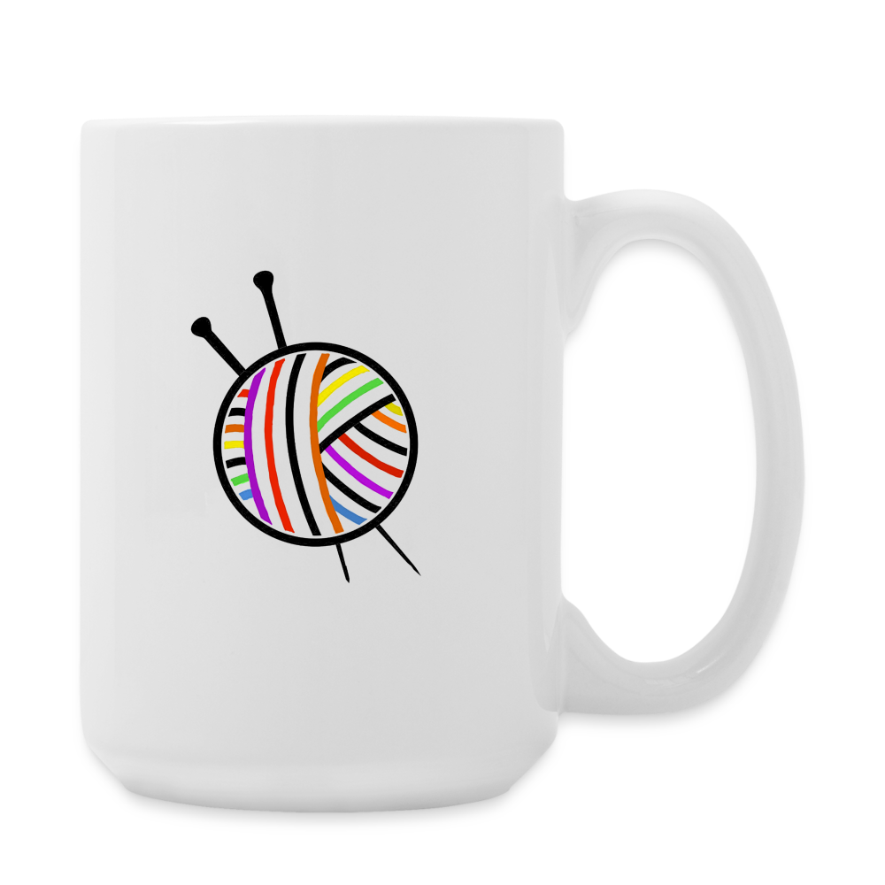 Rainbow Yarn Ball Coffee/Tea Mug 15 oz - white