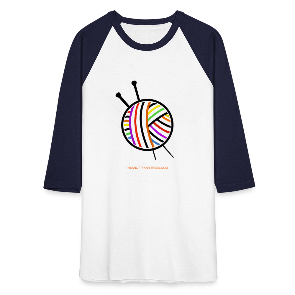 Rainbow Yarn Ball Raglan T-Shirt - white/navy