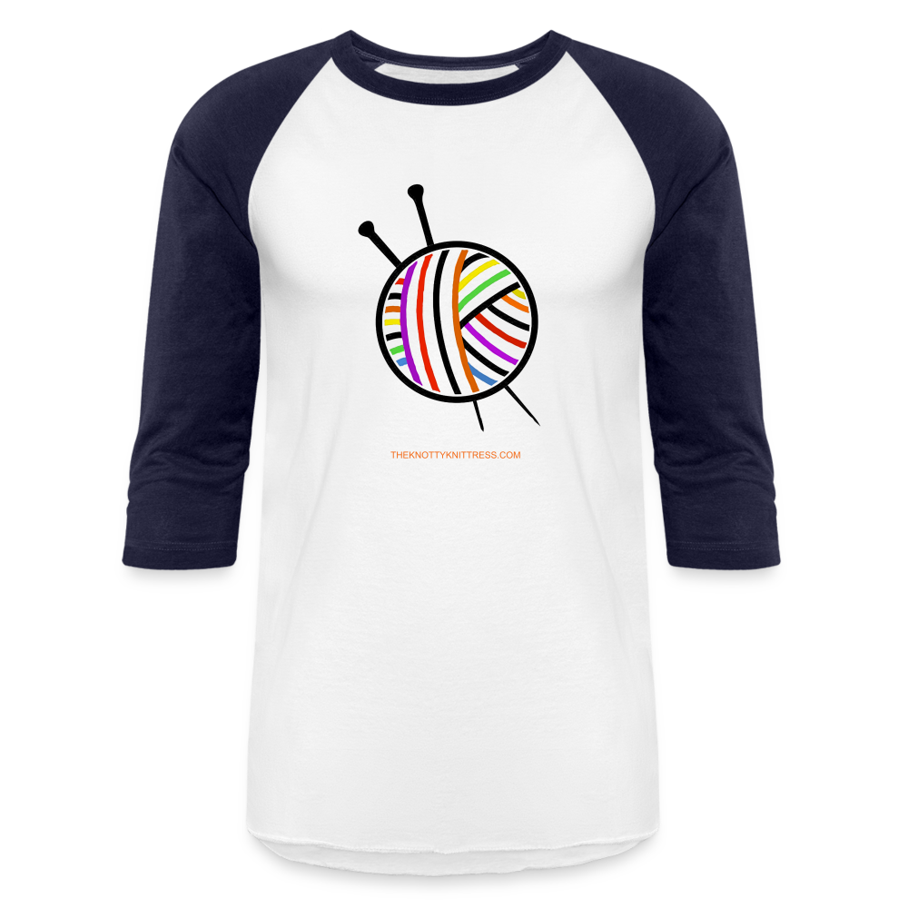 Rainbow Yarn Ball Raglan T-Shirt - white/navy
