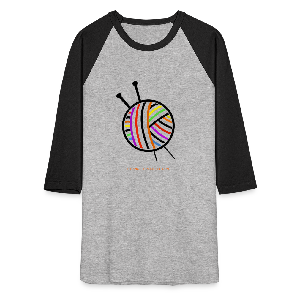 Rainbow Yarn Ball Raglan T-Shirt - heather gray/black