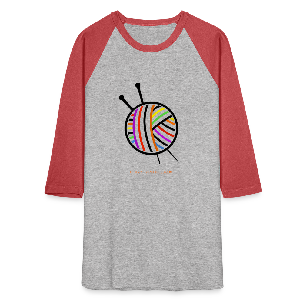 Rainbow Yarn Ball Raglan T-Shirt - heather gray/red
