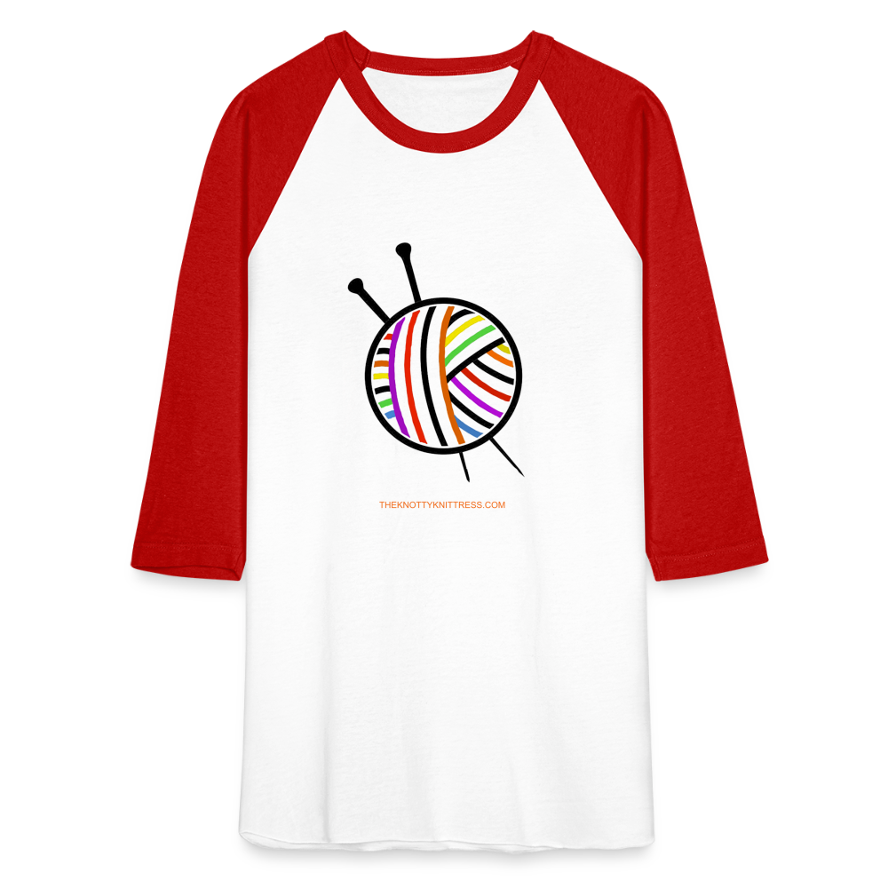 Rainbow Yarn Ball Raglan T-Shirt - white/red