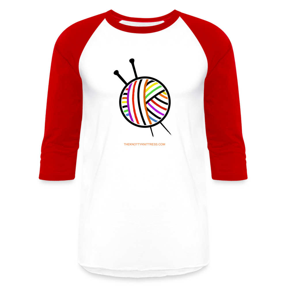 Rainbow Yarn Ball Raglan T-Shirt - white/red