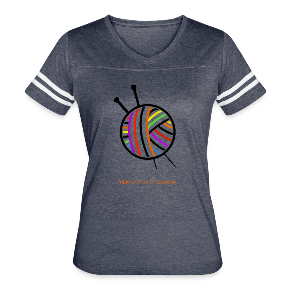 Rainbow Yarn Ball Women’s Vintage Sport T-Shirt - vintage navy/white