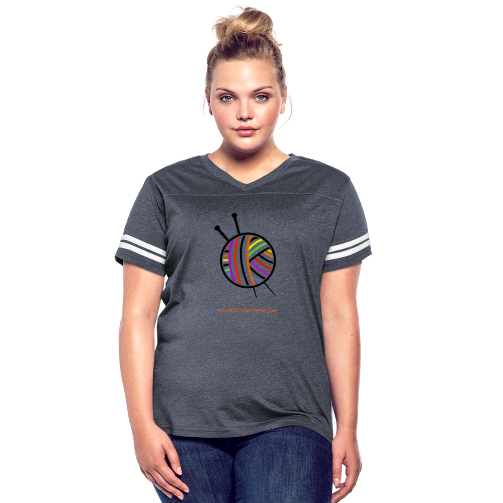Rainbow Yarn Ball Women’s Vintage Sport T-Shirt - vintage navy/white