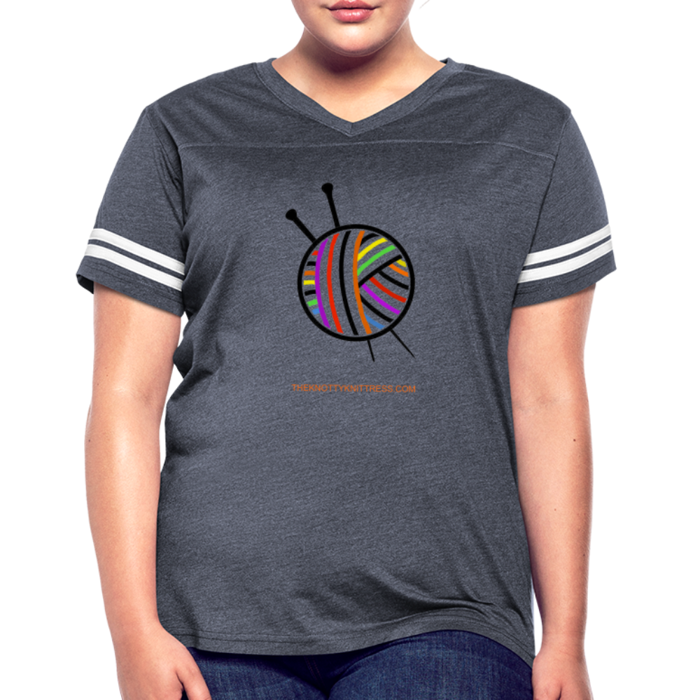 Rainbow Yarn Ball Women’s Vintage Sport T-Shirt - vintage navy/white