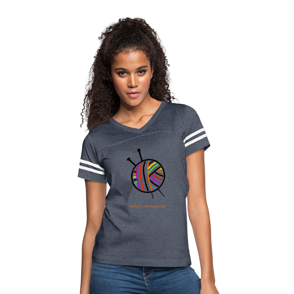 Rainbow Yarn Ball Women’s Vintage Sport T-Shirt - vintage navy/white