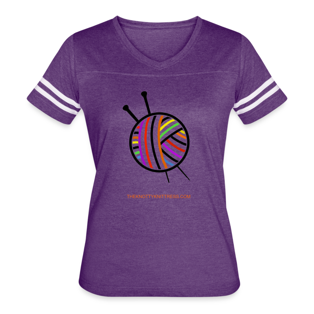 Rainbow Yarn Ball Women’s Vintage Sport T-Shirt - vintage purple/white