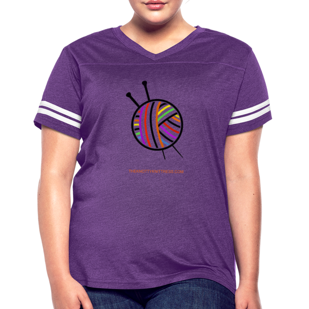 Rainbow Yarn Ball Women’s Vintage Sport T-Shirt - vintage purple/white