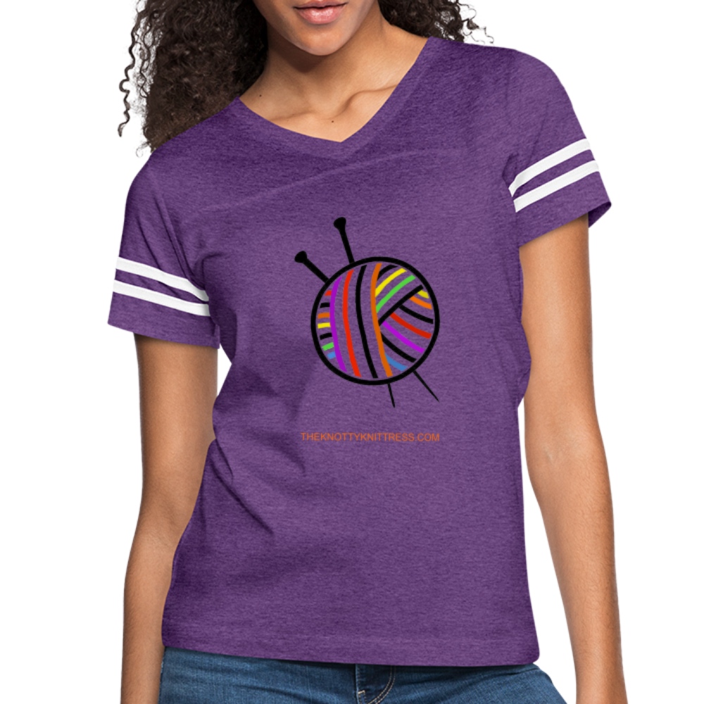 Rainbow Yarn Ball Women’s Vintage Sport T-Shirt - vintage purple/white