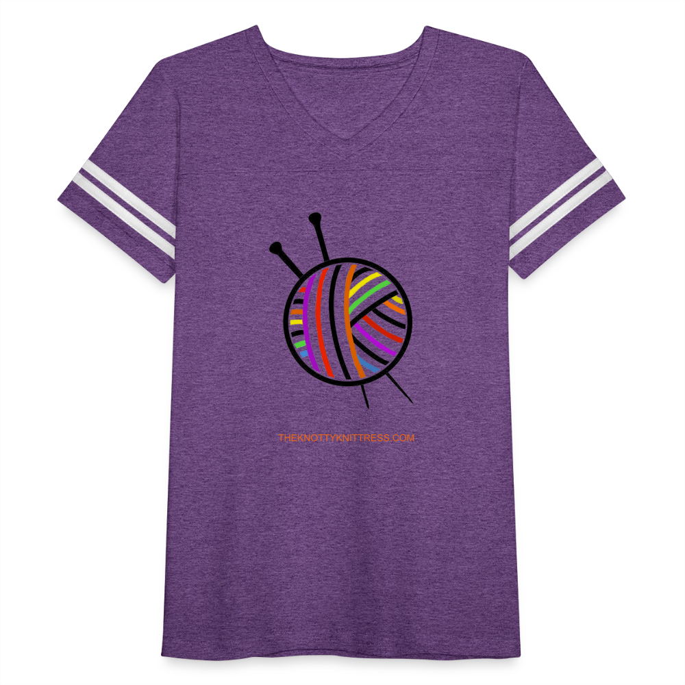 Rainbow Yarn Ball Women’s Vintage Sport T-Shirt - vintage purple/white