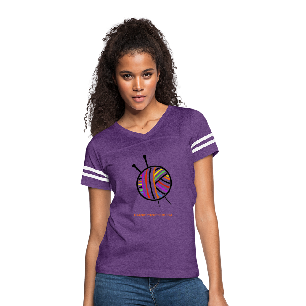 Rainbow Yarn Ball Women’s Vintage Sport T-Shirt - vintage purple/white