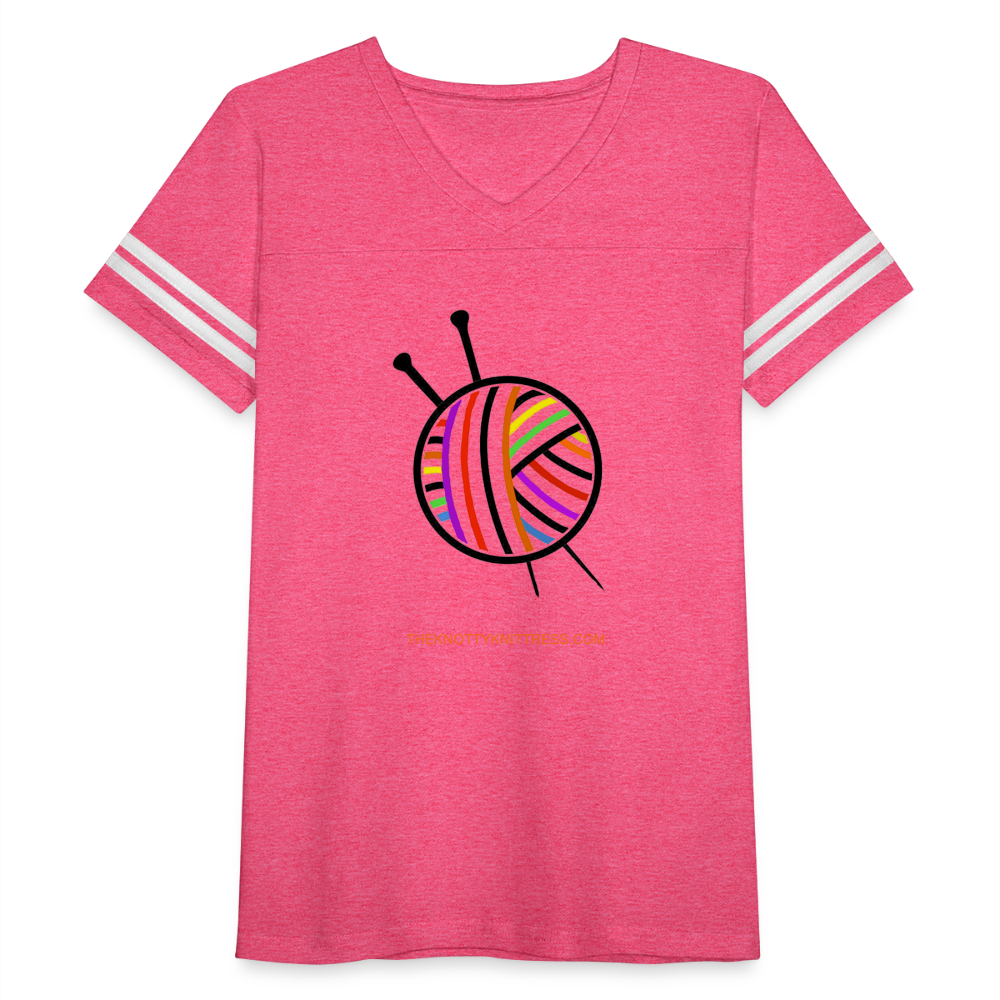 Rainbow Yarn Ball Women’s Vintage Sport T-Shirt - vintage pink/white
