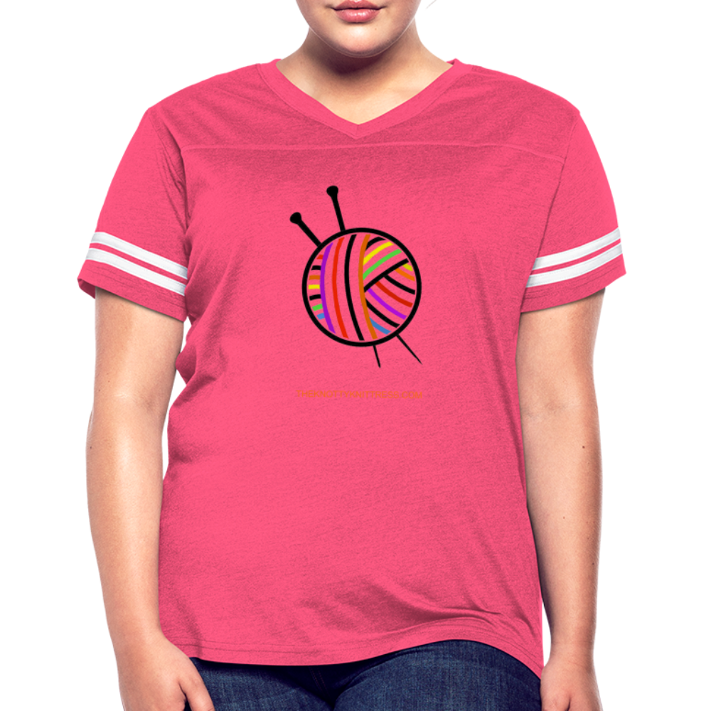 Rainbow Yarn Ball Women’s Vintage Sport T-Shirt - vintage pink/white