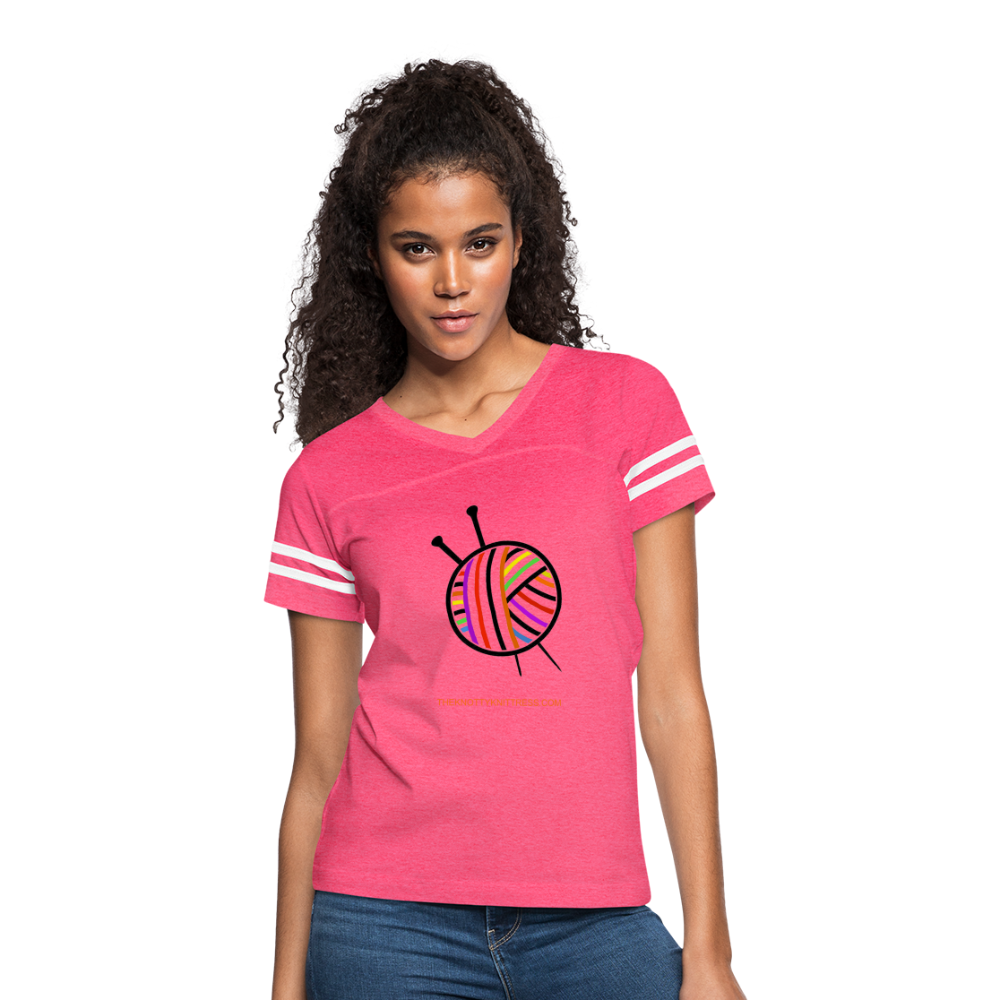 Rainbow Yarn Ball Women’s Vintage Sport T-Shirt - vintage pink/white