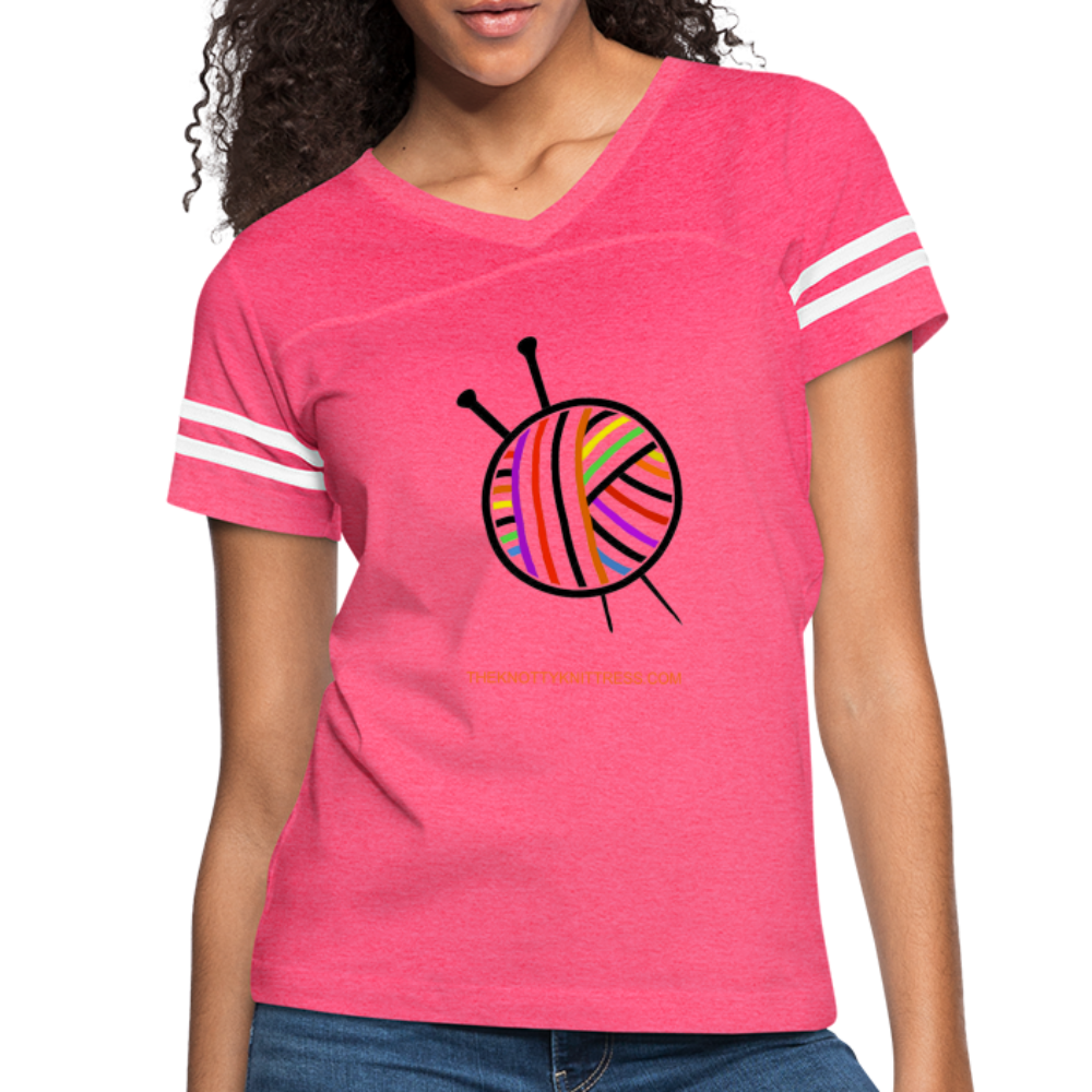 Rainbow Yarn Ball Women’s Vintage Sport T-Shirt - vintage pink/white