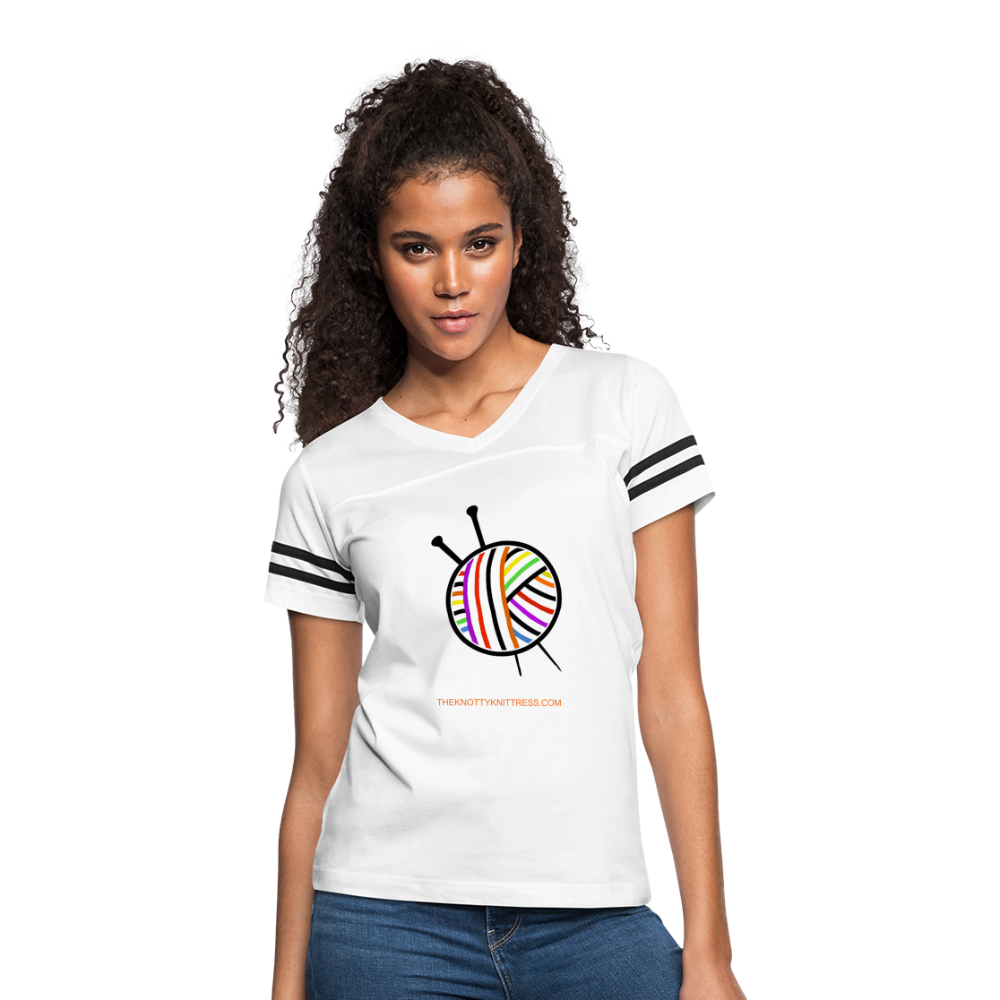 Rainbow Yarn Ball Women’s Vintage Sport T-Shirt - white/black