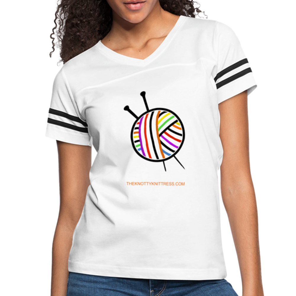 Rainbow Yarn Ball Women’s Vintage Sport T-Shirt - white/black