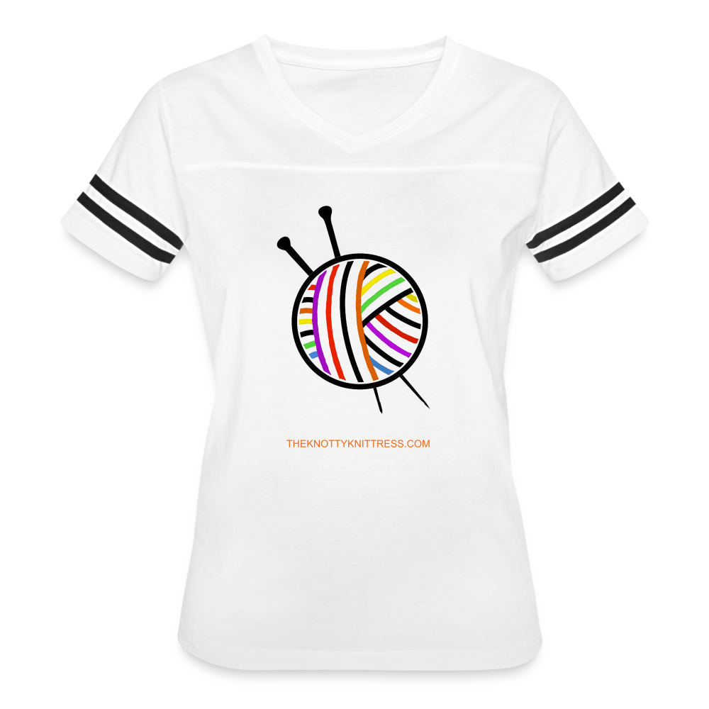 Rainbow Yarn Ball Women’s Vintage Sport T-Shirt - white/black