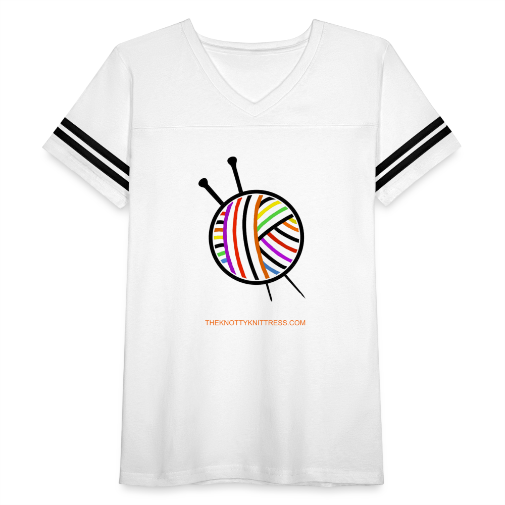 Rainbow Yarn Ball Women’s Vintage Sport T-Shirt - white/black
