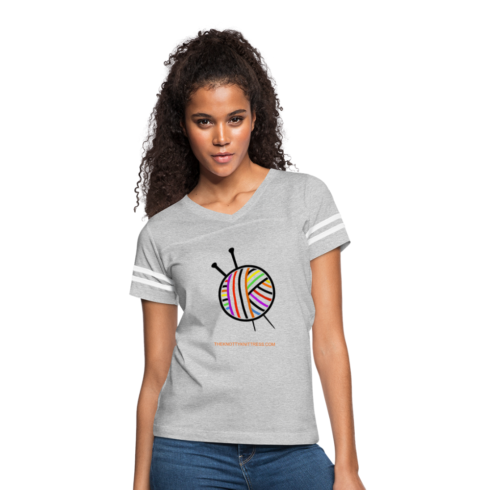 Rainbow Yarn Ball Women’s Vintage Sport T-Shirt - heather gray/white