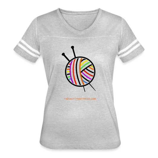 Rainbow Yarn Ball Women’s Vintage Sport T-Shirt - heather gray/white