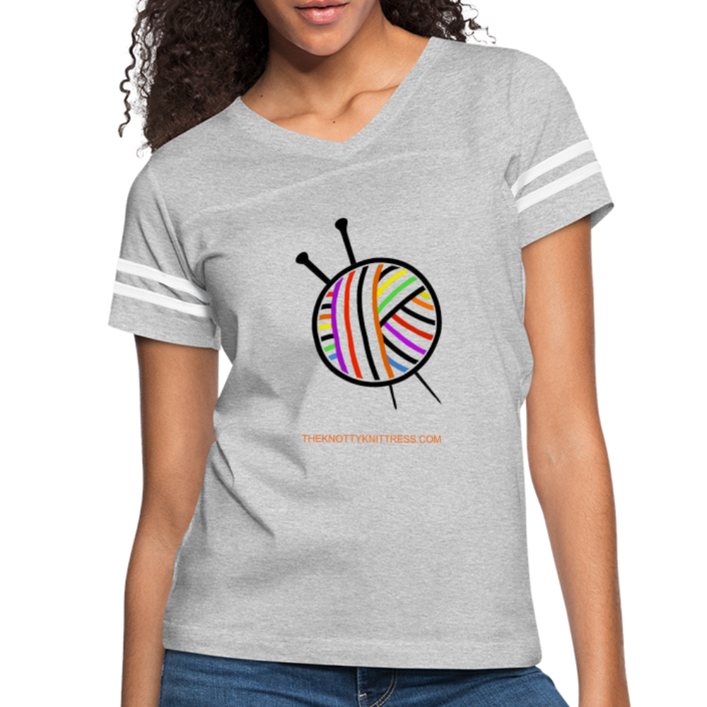 Rainbow Yarn Ball Women’s Vintage Sport T-Shirt - heather gray/white