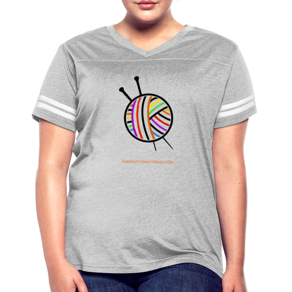 Rainbow Yarn Ball Women’s Vintage Sport T-Shirt - heather gray/white