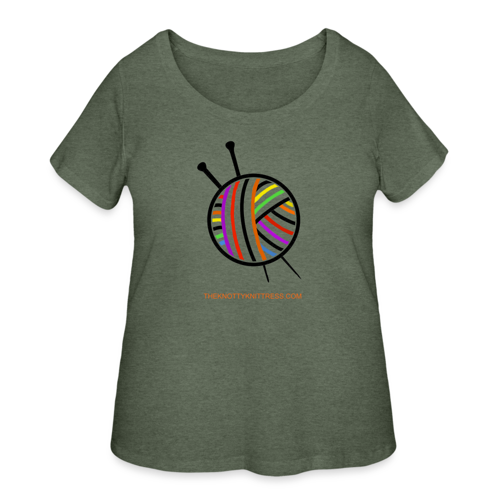 Rainbow Yarn Ball Women’s Curvy T-Shirt - heather military green