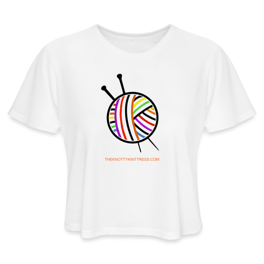 Rainbow Yarn Ball Women's Cropped T-Shirt - white