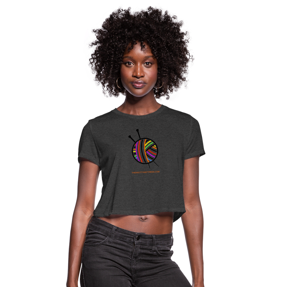 Rainbow Yarn Ball Women's Cropped T-Shirt - deep heather
