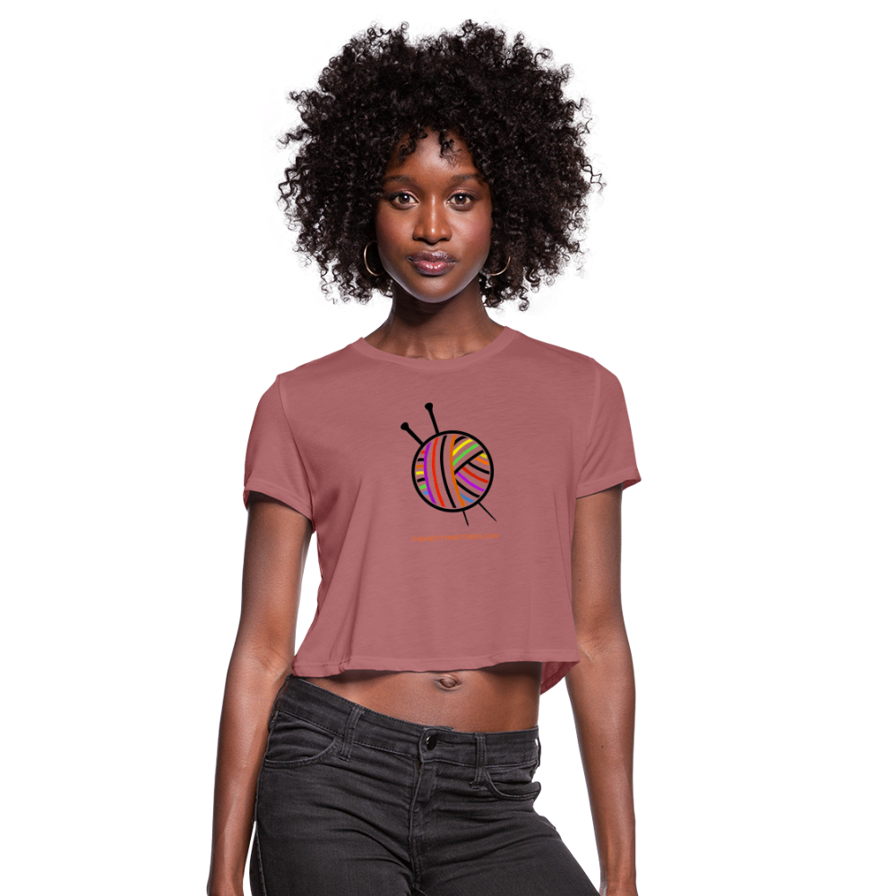 Rainbow Yarn Ball Women's Cropped T-Shirt - mauve