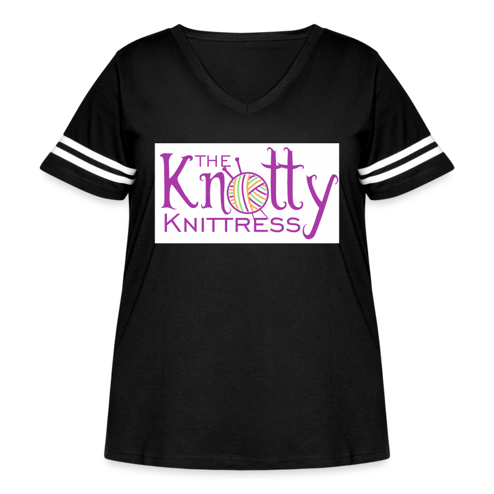 The Knotty Knittress Women's Curvy Vintage Sport T-Shirt - black/white