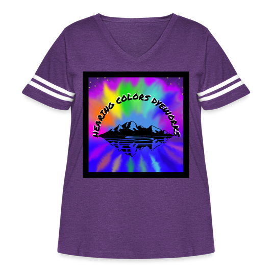 Hearing Colors Dyeworks Women's Curvy Vintage Sport T-Shirt - vintage purple/white