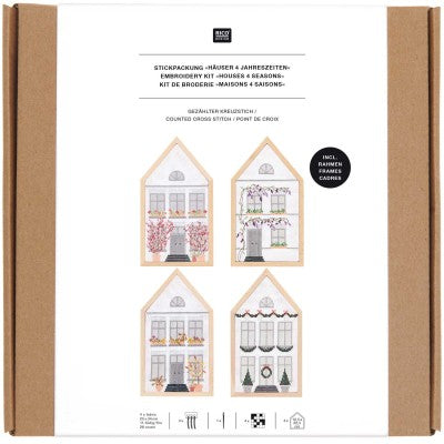 Embroidery Kit Counted Cross Stitch,Houses 4 Season