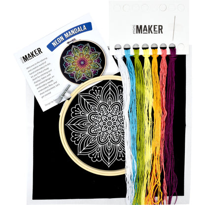Mini Maker: Stitchery Kit Neon Mandala