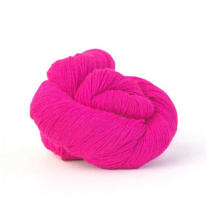 neon Pink skein of yarn on white background