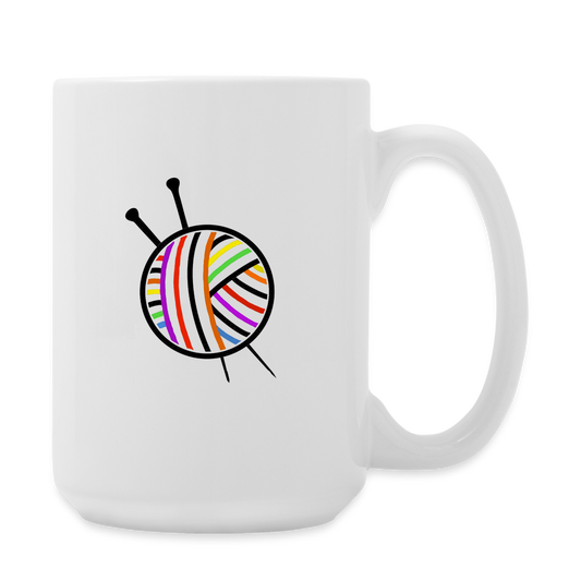 Rainbow Yarn Ball Coffee/Tea Mug 15 oz - white