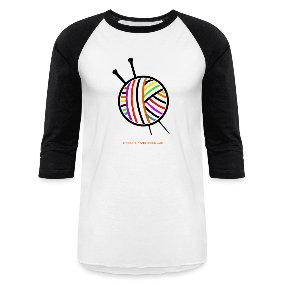 Rainbow Yarn Ball Raglan T-Shirt - white/black