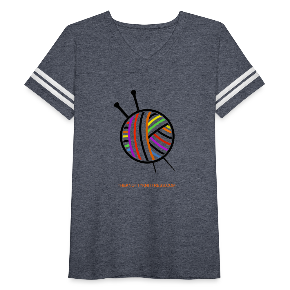 Rainbow Yarn Ball Women’s Vintage Sport T-Shirt - vintage navy/white