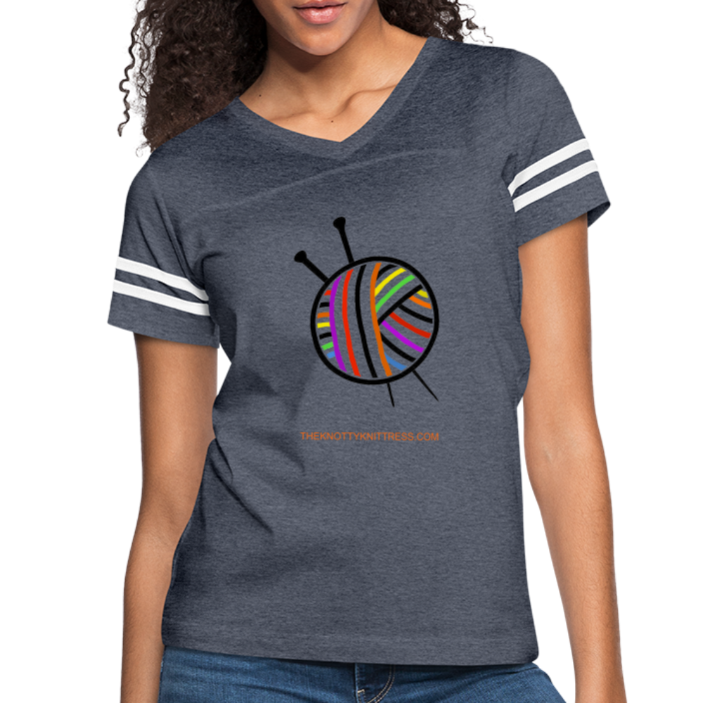 Rainbow Yarn Ball Women’s Vintage Sport T-Shirt - vintage navy/white