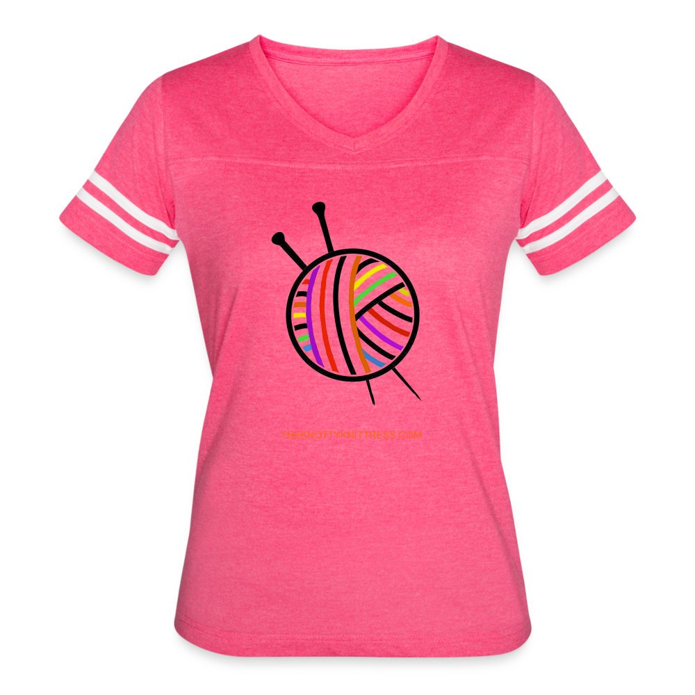 Rainbow Yarn Ball Women’s Vintage Sport T-Shirt - vintage pink/white