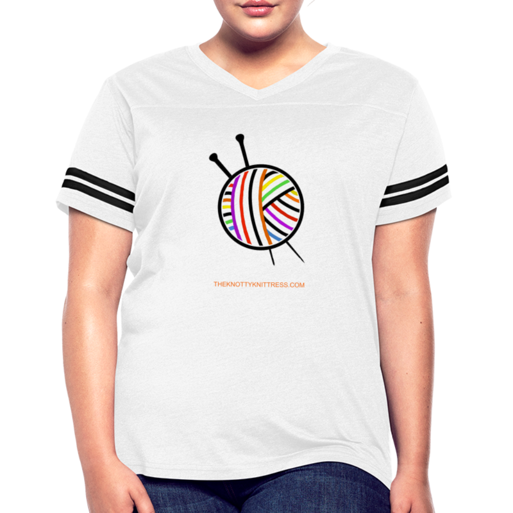 Rainbow Yarn Ball Women’s Vintage Sport T-Shirt - white/black