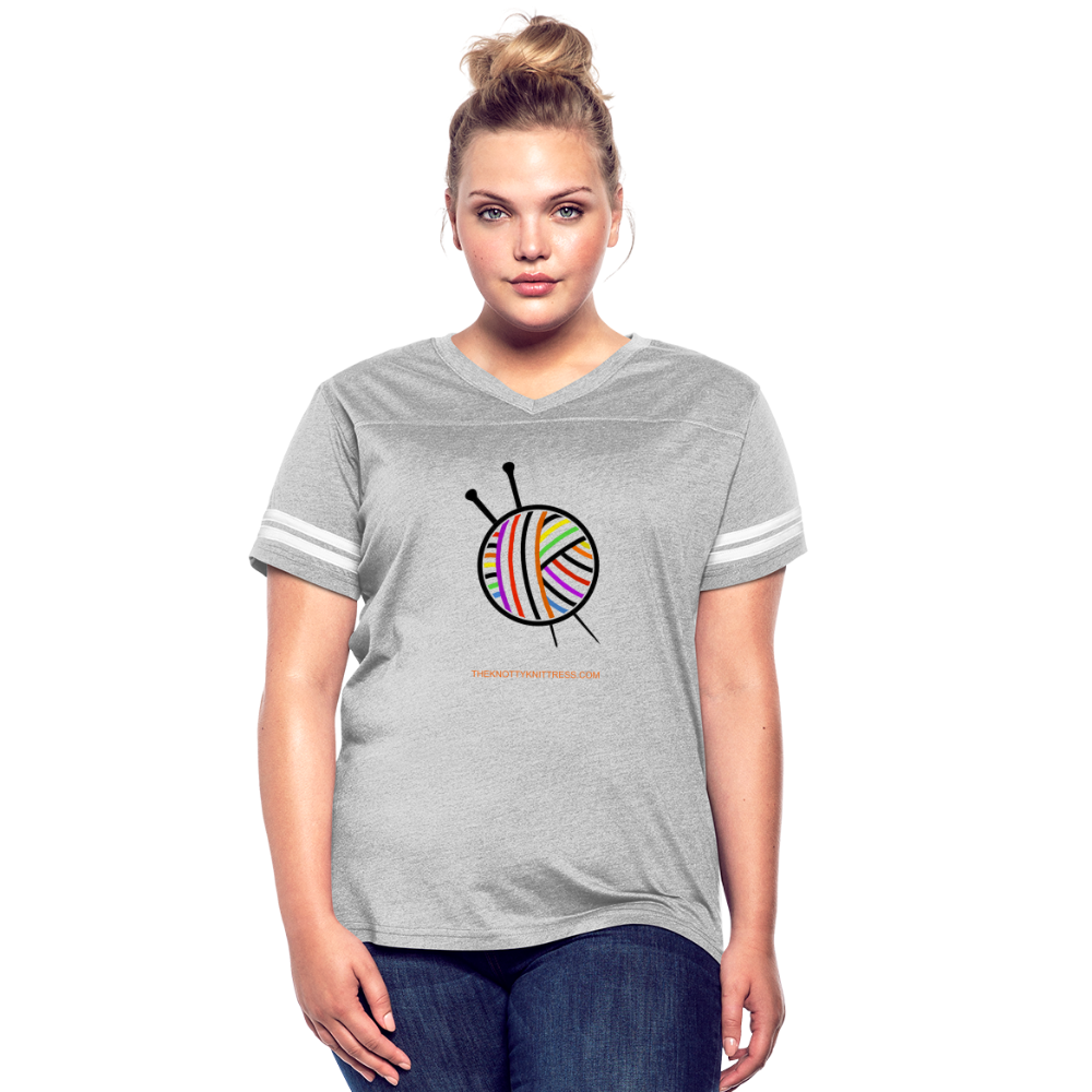 Rainbow Yarn Ball Women’s Vintage Sport T-Shirt - heather gray/white