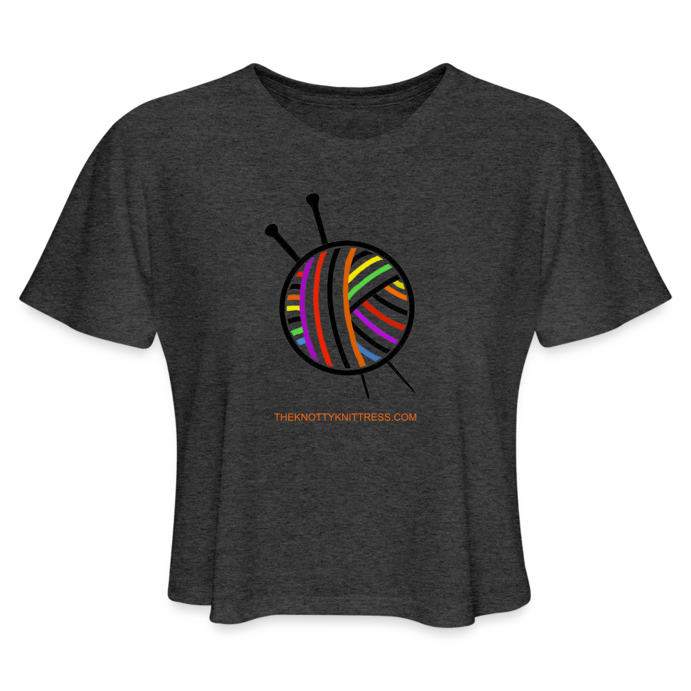 Rainbow Yarn Ball Women's Cropped T-Shirt - deep heather