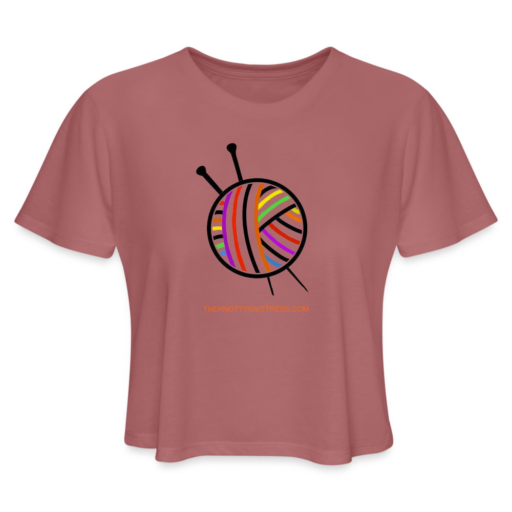 Rainbow Yarn Ball Women's Cropped T-Shirt - mauve