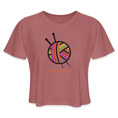Rainbow Yarn Ball Women's Cropped T-Shirt - mauve