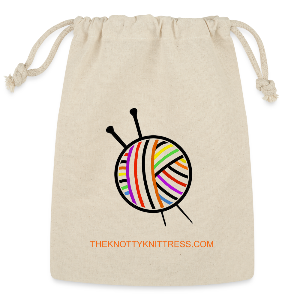 Rainbow Yarn Ball Drawstring Bag - Natural